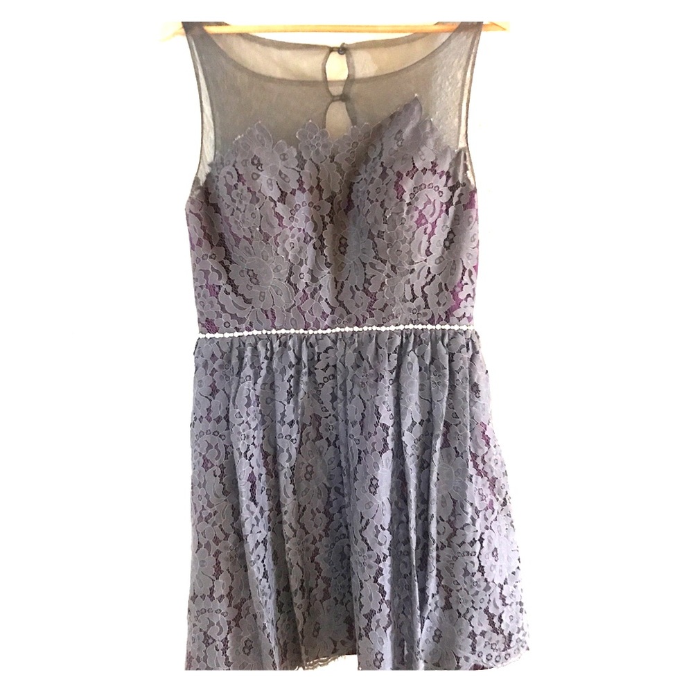 Christina Wu Charcoal & Purple Bridesmaid Dress